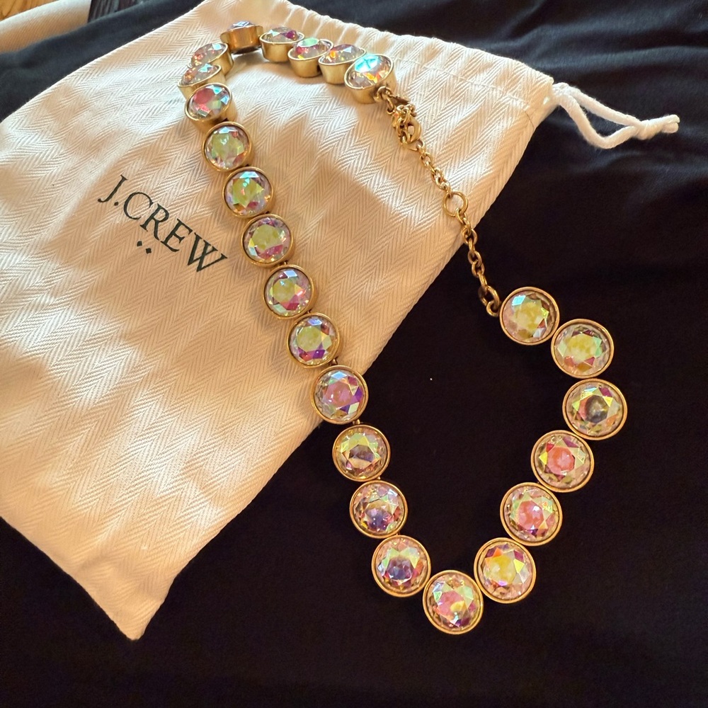 J. Crew Gold Necklace with Iridescent Stones